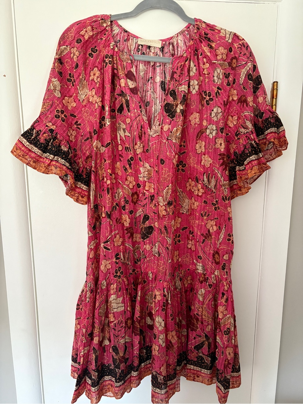 ULLA JOHNSON Pink Malie Mini Dress, Floral, Boho, Size 4, Retail $450 - Picture 3 of 6